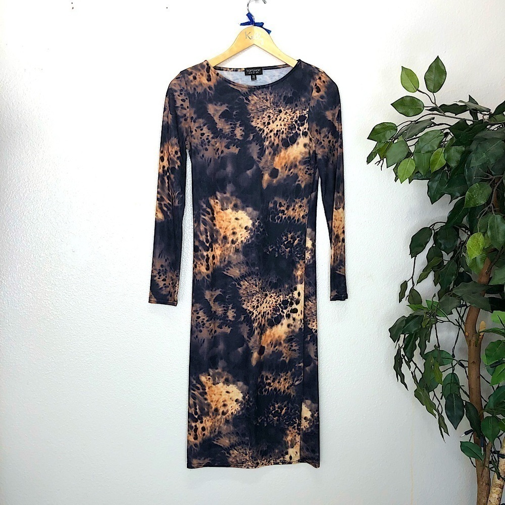 Topshop Tie Dye Fitted Shirt Dress